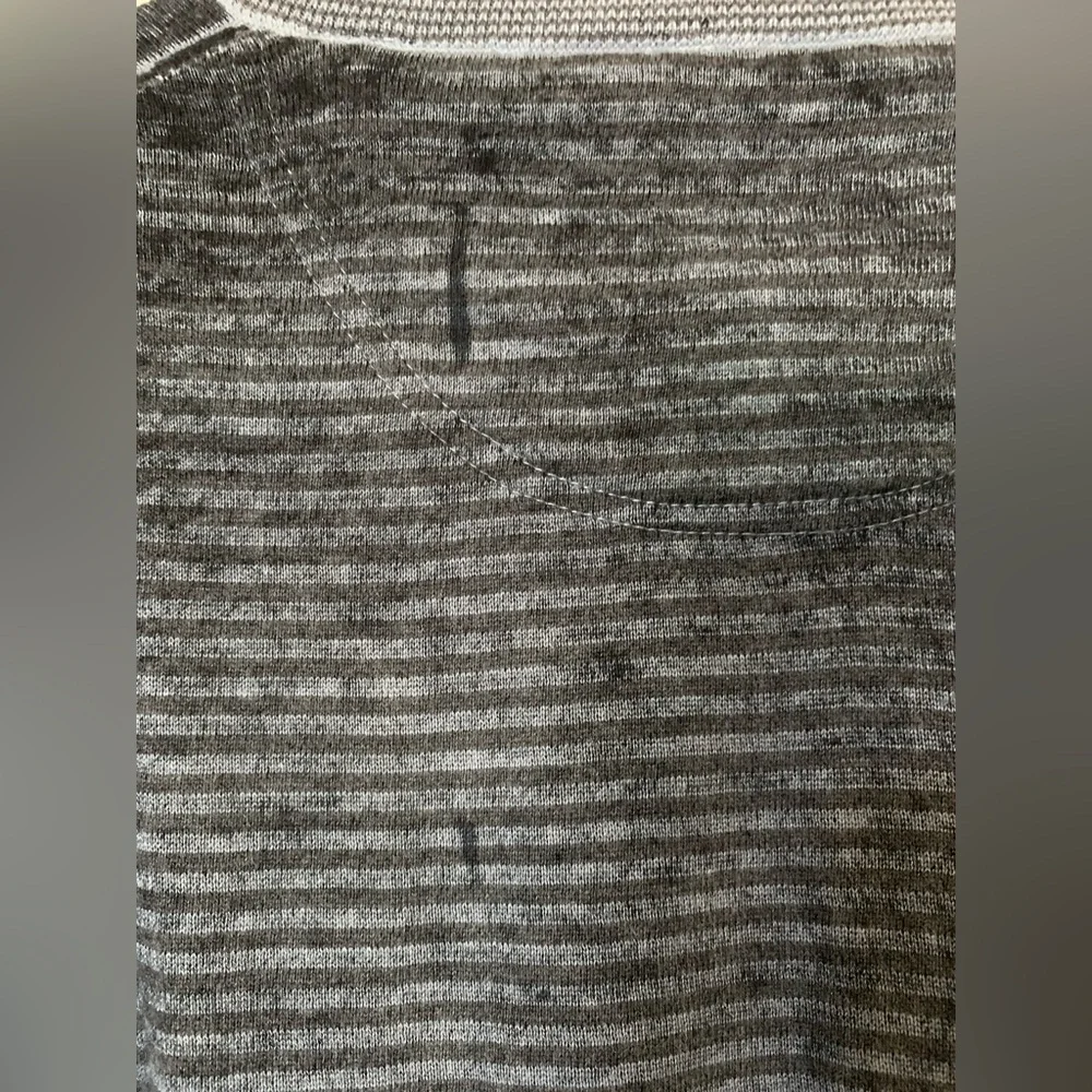Bugatchi Men's Striped‎ Black and Gray V-Neck Long Sleeve Woven Knit Sweater XXL